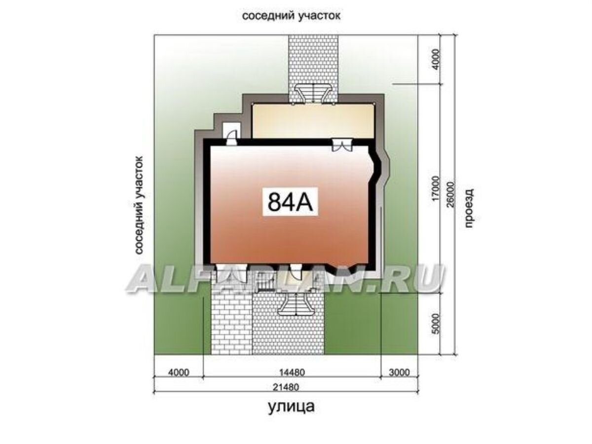 Минимальный размер участка для размещения загородного дома по проекту 
84А "Особняк"  © Владимир Тарасов 
