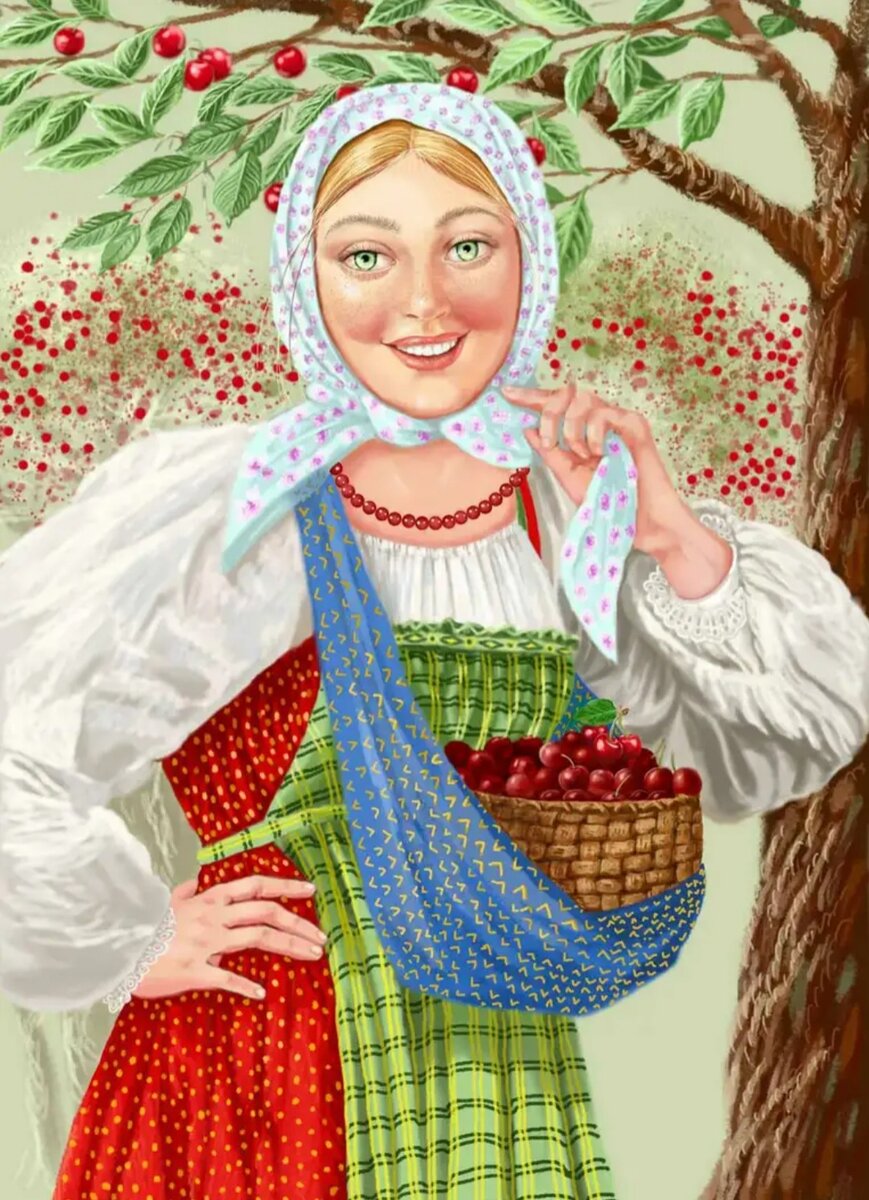 Бабушка с малиной рисунок