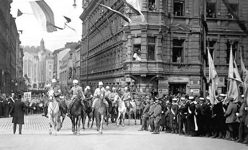 Парад победы в Хельсинки. 1918 год.