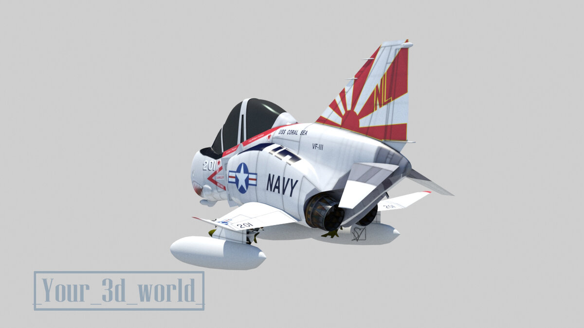 3D модель F-4T с текстурой цвета(картинка автора)