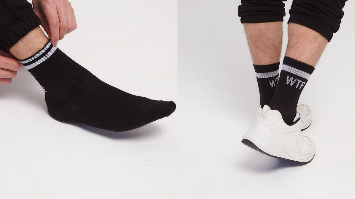 Носки с надписями не только черные, на сайте эта модель представлена в трех цветовых сочетаниях