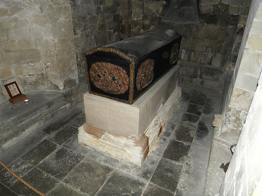 Гроб Педера Винструпа, епископа в городе Лунд между 1638 и 1679 годами, чье тело привело к лучшему пониманию ранних истоков туберкулеза. (Jin Zan / CC BY-SA 4.0)