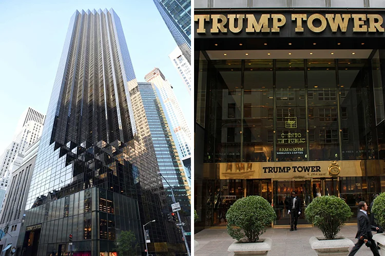 Небоскреб с водопадом Trump Tower была построена в 1983 году в двух шагах от Центрального парка Нью-Йорка. Самые запоминающиеся детали ее архитектуры — украшения из розового итальянского мрамора и водопад высотой около 18 м. Башня расположена в районе Манхэттен Плаза — одной из главных офисных зон Америки. В Trump Tower снималось реалити-шоу Трампа «Ученик», выходившее на канале NBC.