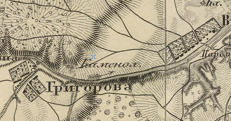 Полушкинские  каменоломни на карте 1860г.