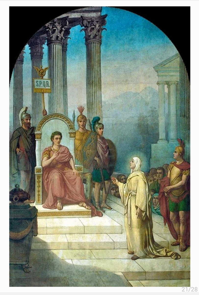 Поднесение даров Марией Магдалиной Римскому императору Тиберию. Картина художника Верещагина 
из Храма Марии Магдалины в Гефсиманской обители.