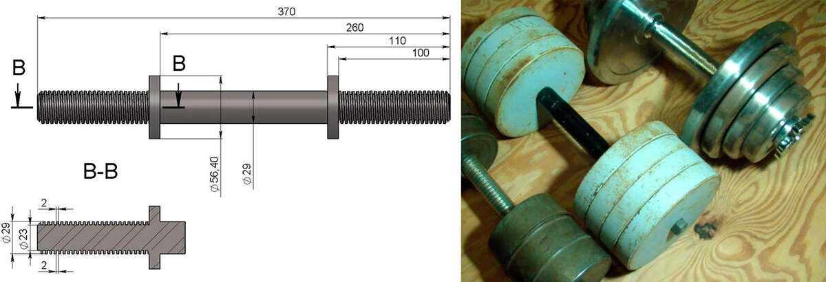 Как сделать гантели своими руками чертежи