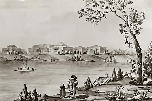 Рисунок архитектора Джакомо Кваренги, датированный началом 1790-х гг. Из книги В. И. Пилявского «Джакомо Кваренги. Архитектор. Художник» (Л., 1981).