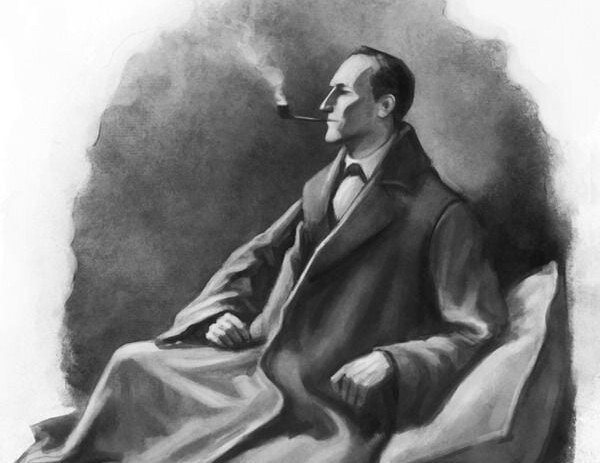 Прямая трубка Холмса, на иллюстрации Рихарда Гутшмидта. 