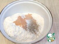     Добавить ванильный сахар (10 г.), В рецепте использовался сахар с натуральной ванилью. Сухие ингредиенты перемешать.