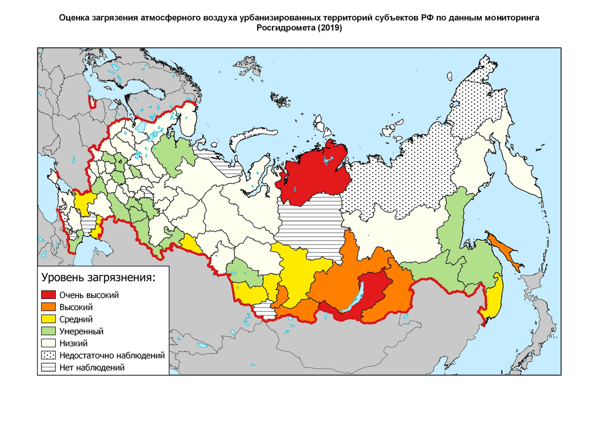 Загрязнение воздуха в россии карта