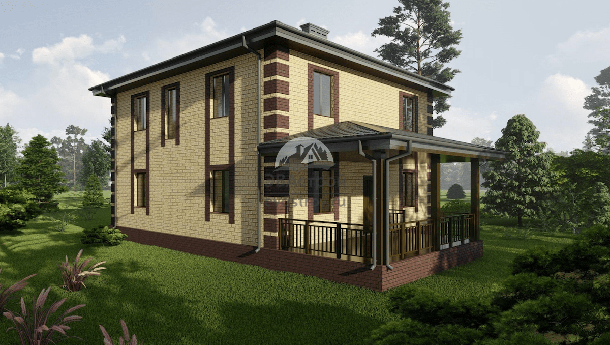 Проект двухэтажного дома 168 м2 с террасой и крыльцом - 107-16