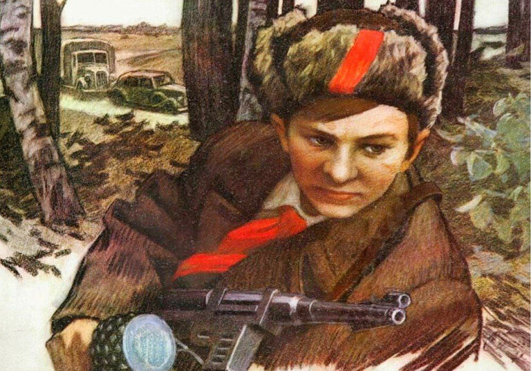 Заглавная иллюстрация: пионер-герой Леонид Голиков