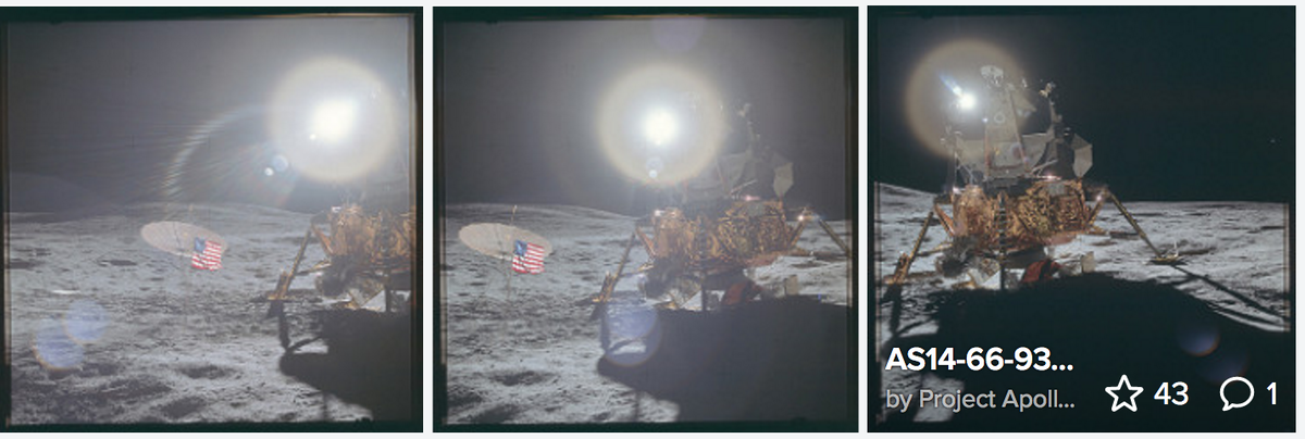 Фотоальбом "Аполлон-14". Кадры с солнцем. Вокруг солнца возникает светящееся кольцо – гало.