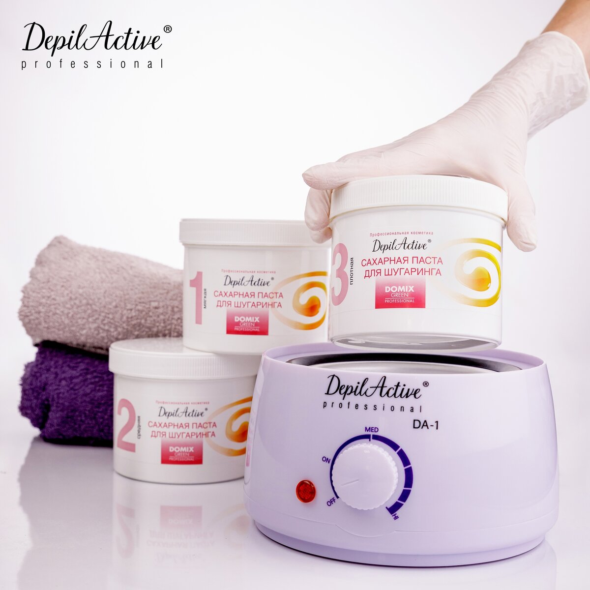 Сахарная паста бренда DepilActive professional помещается в воскоплав, что значительно ускоряет время подготовки к процедуре шугаринга