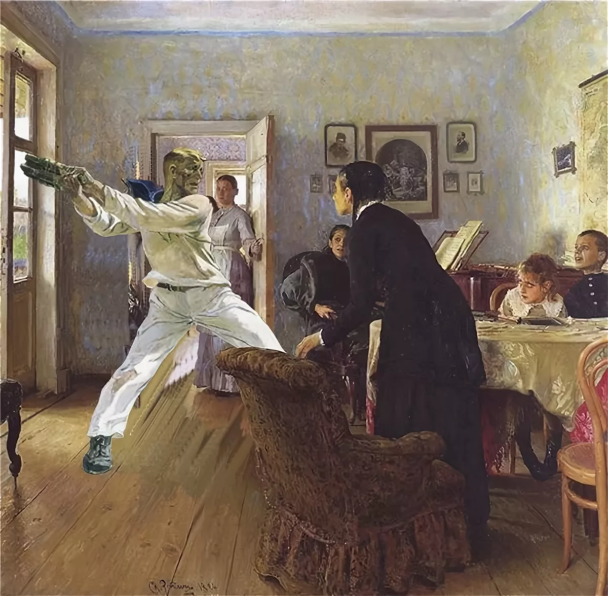 Худ гость. «Не ждали» и.Репин (1884—1888). Картина неждали Репина. Не ждали.