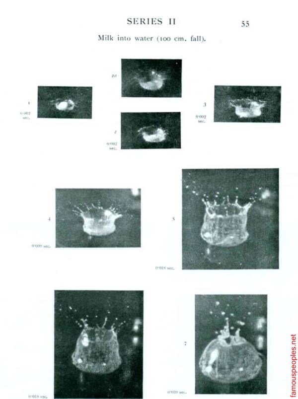 А. М. Уортингтон и Р. С. Коул. Соударение с жидкой поверхностью, исследованное с помощью моментальной фотографии. 1897