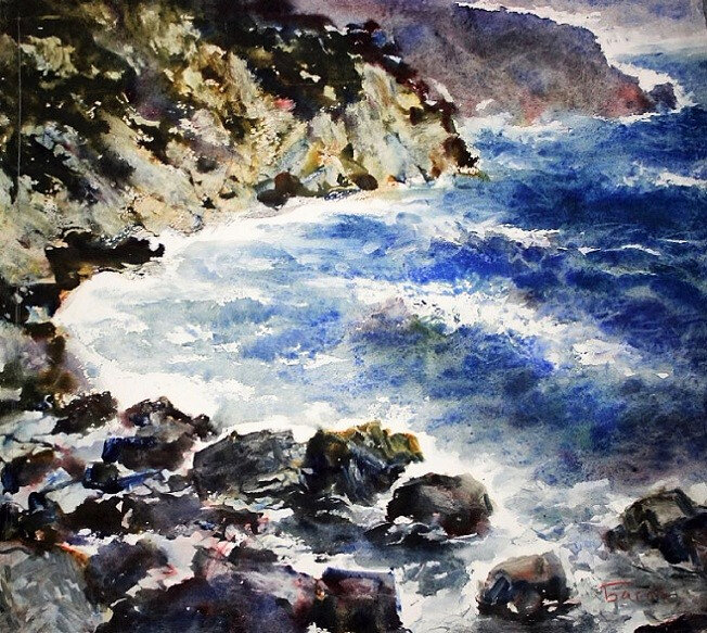 Голубой залив. Художник Басов Яков Александрович. 1988 г.
