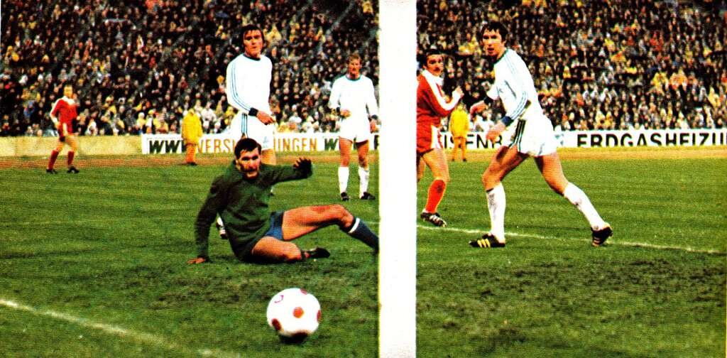 1/4 финала. Бавария забивает единственный гол в ворота киевского Динамо - в Мюнхене.