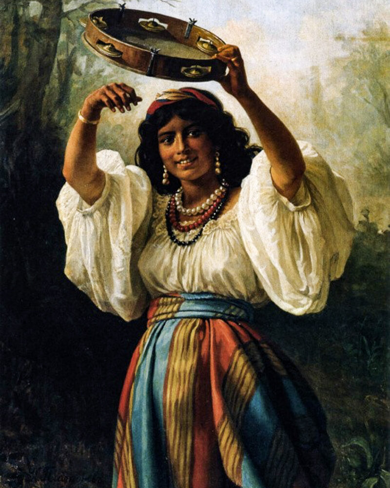 Харитон Платонович Платонов "Цыганка с бубном". Источник: https://svistanet.com/hudozhniki-i-art-proekty/kartini-i-zhivopis/xudozhnik-xariton-platonov-1824-1907.html