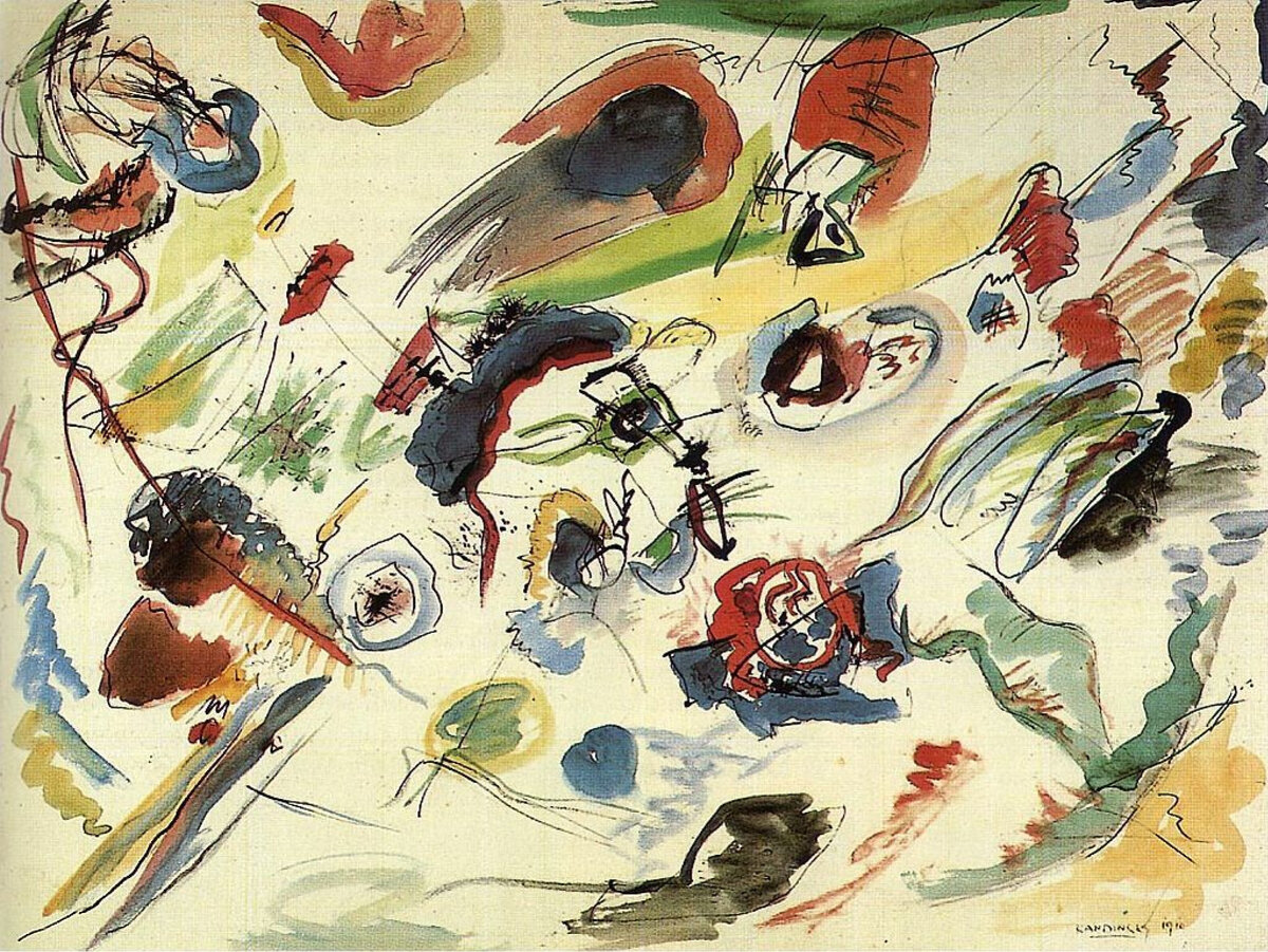 Василий Кандинский. Первая абстрактная акварель. Источник: https://artchive.ru/wassilykandinsky/works/382915~Pervaja_abstraktnaja_akvarel'