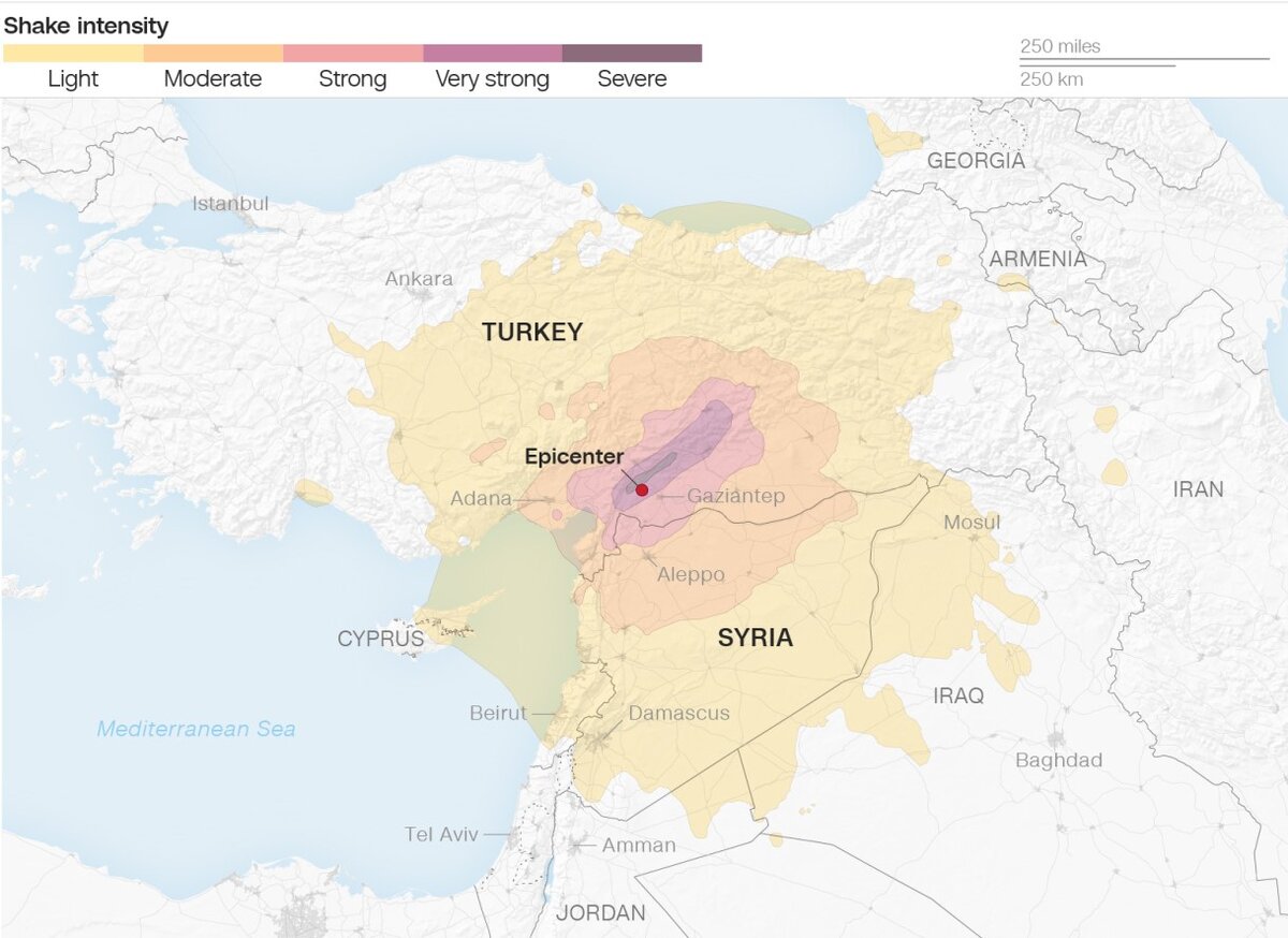 Землетрясение в турции сегодня карта