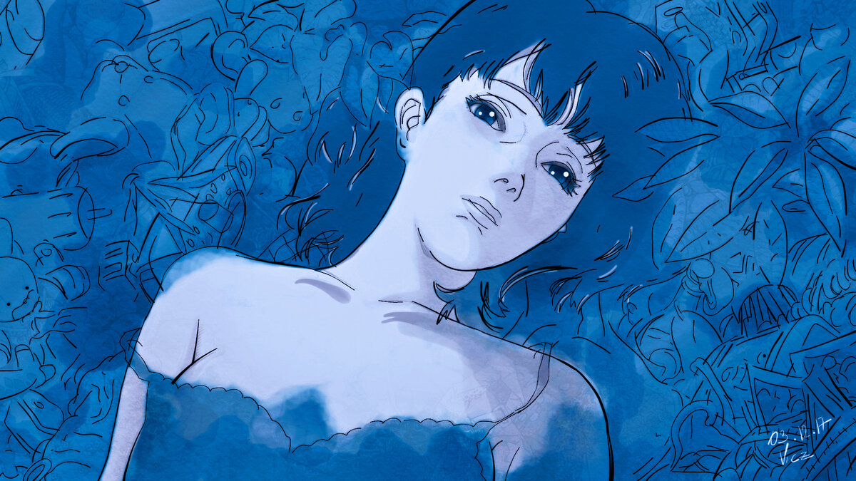 Синие обои эстетика. Идеальная синева аниме. Сатоси кон perfect Blue. Идеальная грусть / perfect Blue. Перфект Блуе аниме.