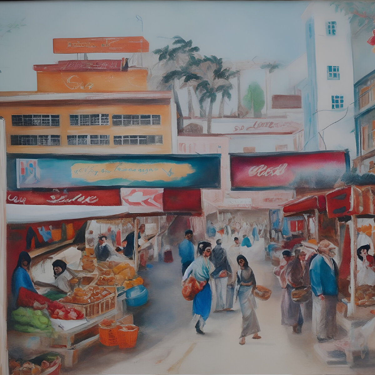 Картина оживленного рынка, где язык местных жителей - единственный способ общения - фото автора