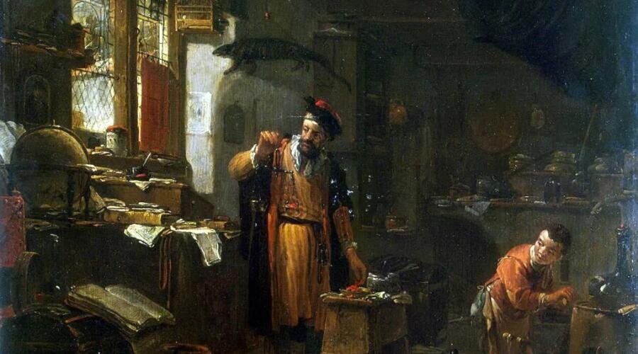 Томас Вейк, «Алхимик в своей лаборатории»,  вторая половина XVII века, общественное достояние