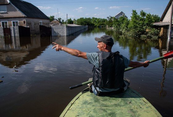    Село Корсунка Новокаховского района Херсонской области, затопленное водой после разрушения Каховской ГЭС