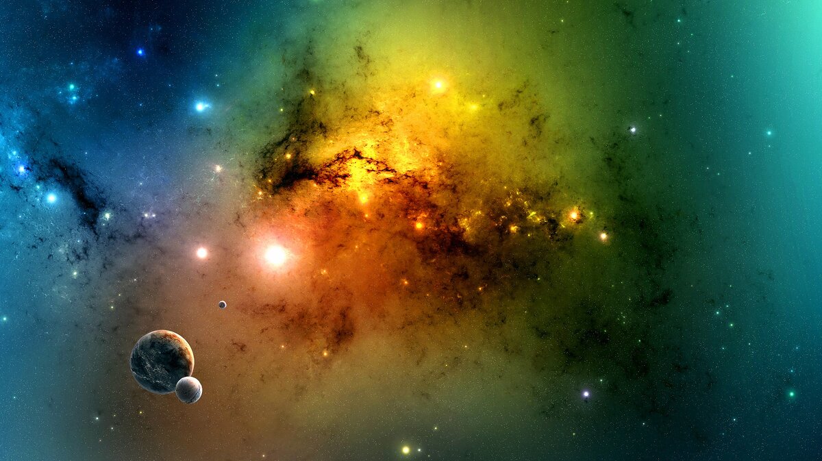 Вселенная безгранична, в ней невозможно быть одинокой. Изменила цвета и детали свободной картинки из обойной коллекции.