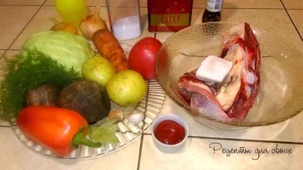 Ингредиенты для приготовления борща