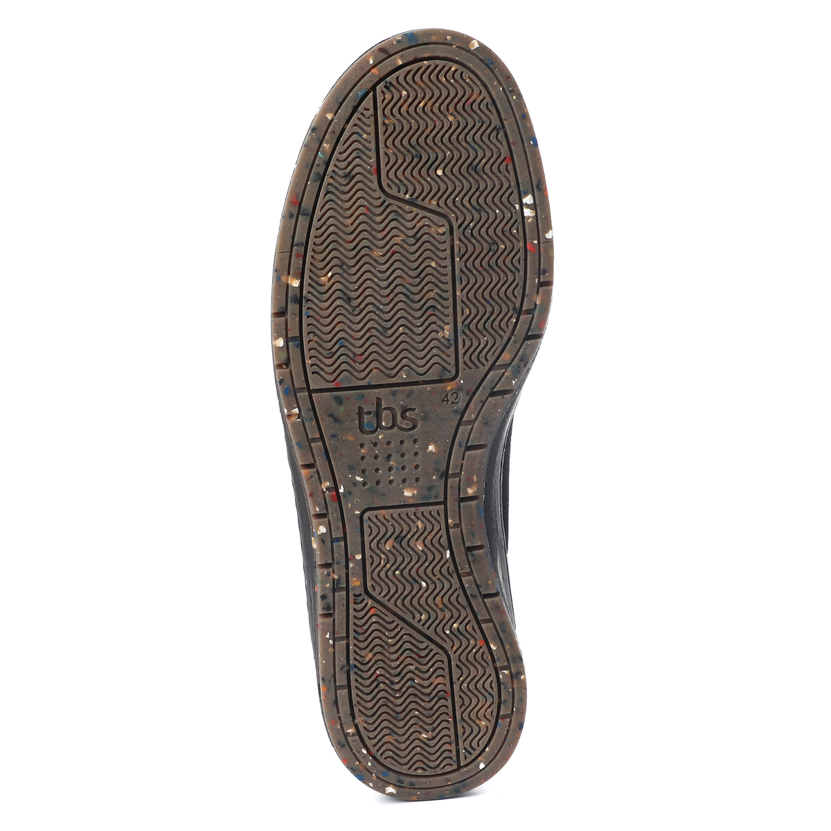 Подошва из латекса с вкраплениями из переработанной резины. 