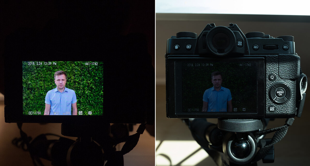 Как выглядит один и тот же снимок на экране в разных условиях освещения.