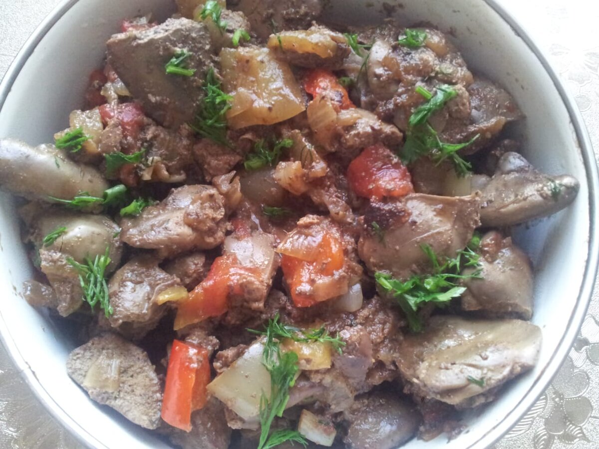 Моя ароматная печёночка с овощами. Фото автора