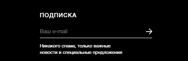 Сайт застройщика LEGENDA. Статичная форма подписки в футере.