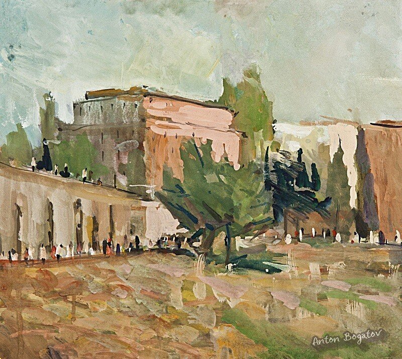 В Римском парке,40 на 50,акварель,Богатов Антон,2013 год.