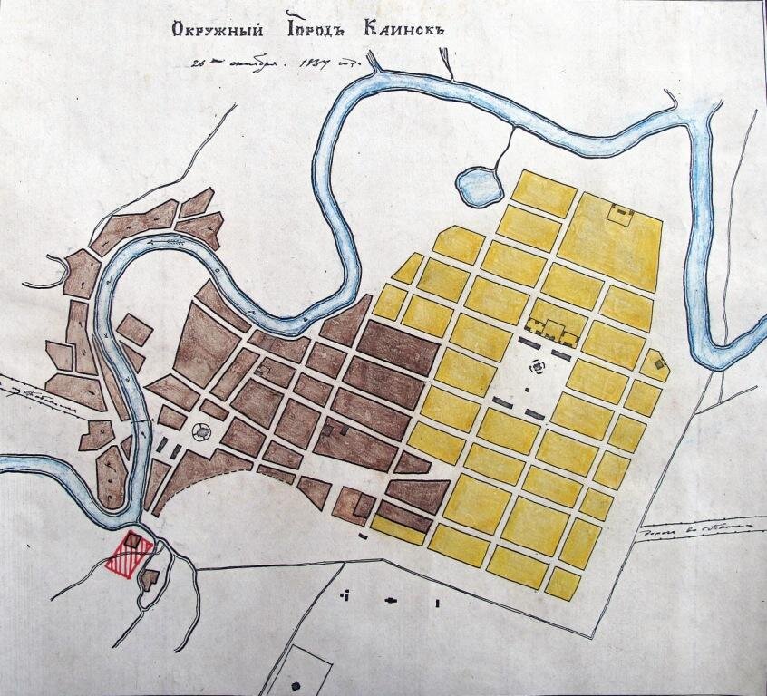 Схема Каинска в 1834 году