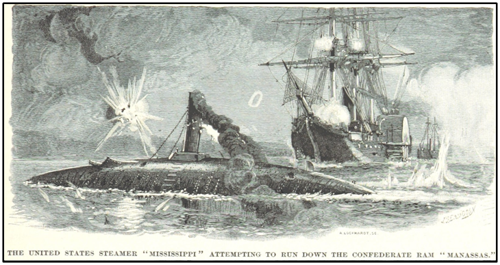 Примерно так мог выглядеть броненосец "Манассас"