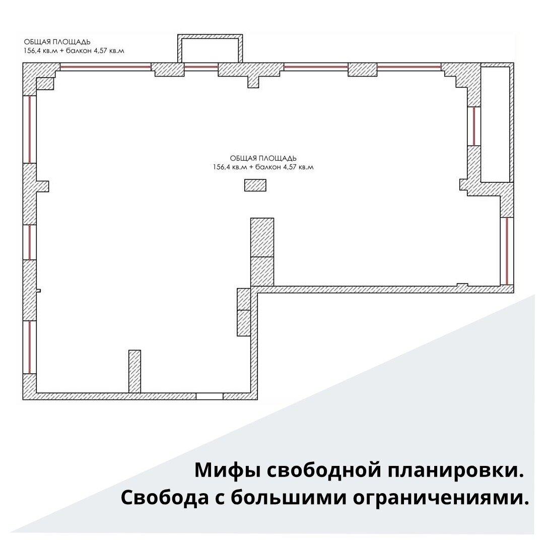 Мифы свободной планировки. Свобода с большими ограничениями. | Дизайнер  интерьера Инна Клюсова | Дзен