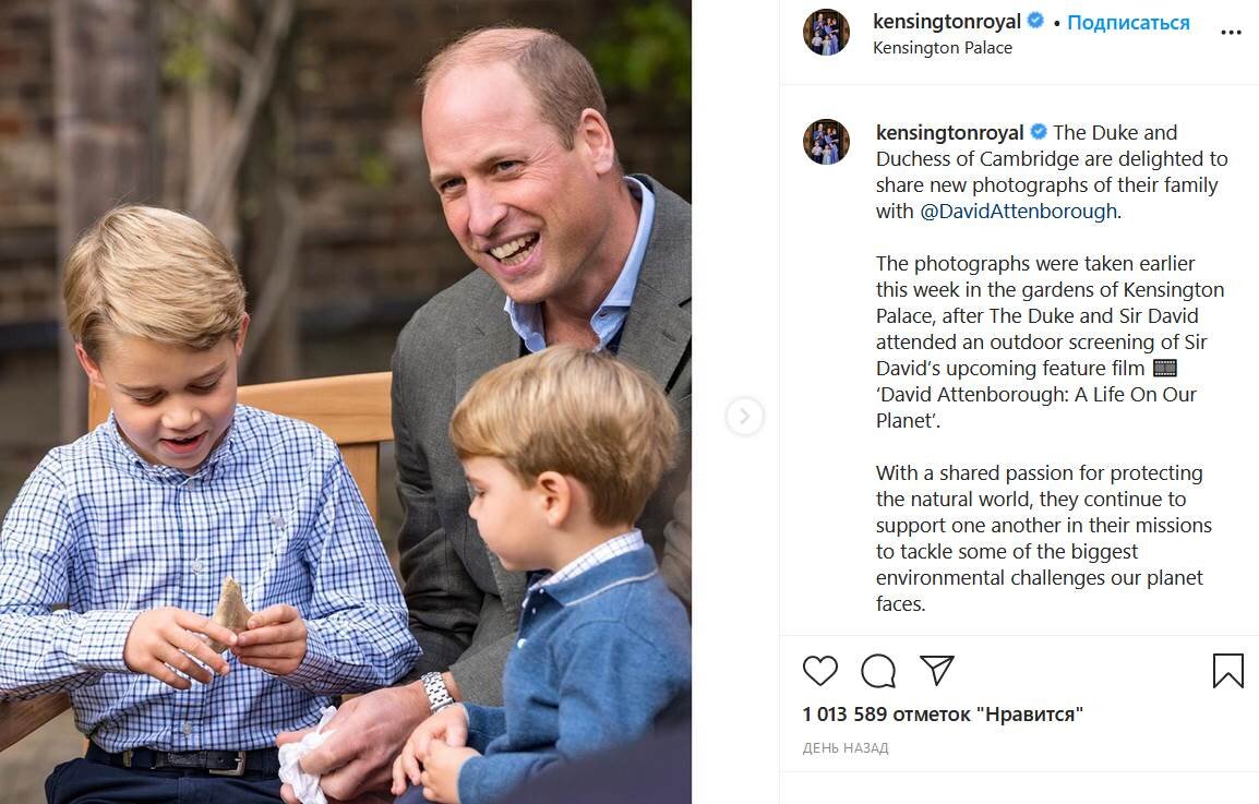 Принц Джордж был в восторге от подарка. Скриншот: instagram.com/kensingtonroyal/