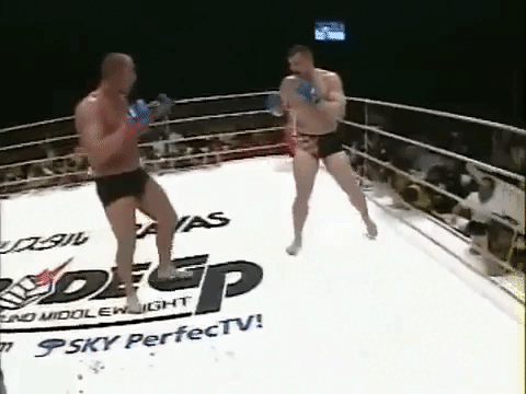 Самбист хай-киками гоняет кикбоксера по рингу