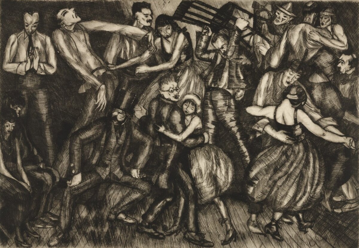 Пегги Бэкон "Dance at the League" 17.7 x 25.3 см, 1919 г., сухая игла