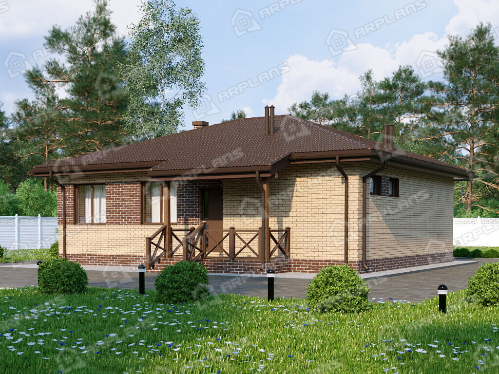 Фото 2 одноэтажного дома из газобетона с 2 спальнями и газовой котельной. 90 кв м. Источник arplans.ru Проект К-359 