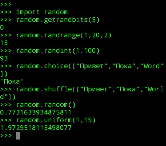 Все функции модуля random в действии.