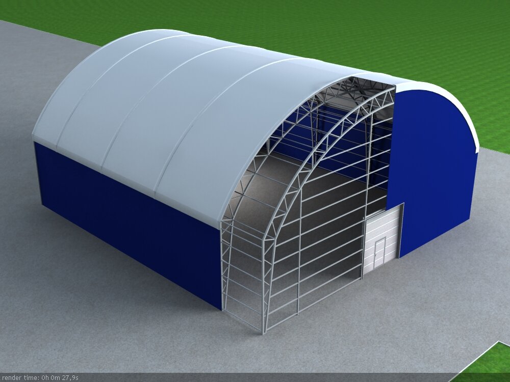 Однослойное исполнение тентового ангара 