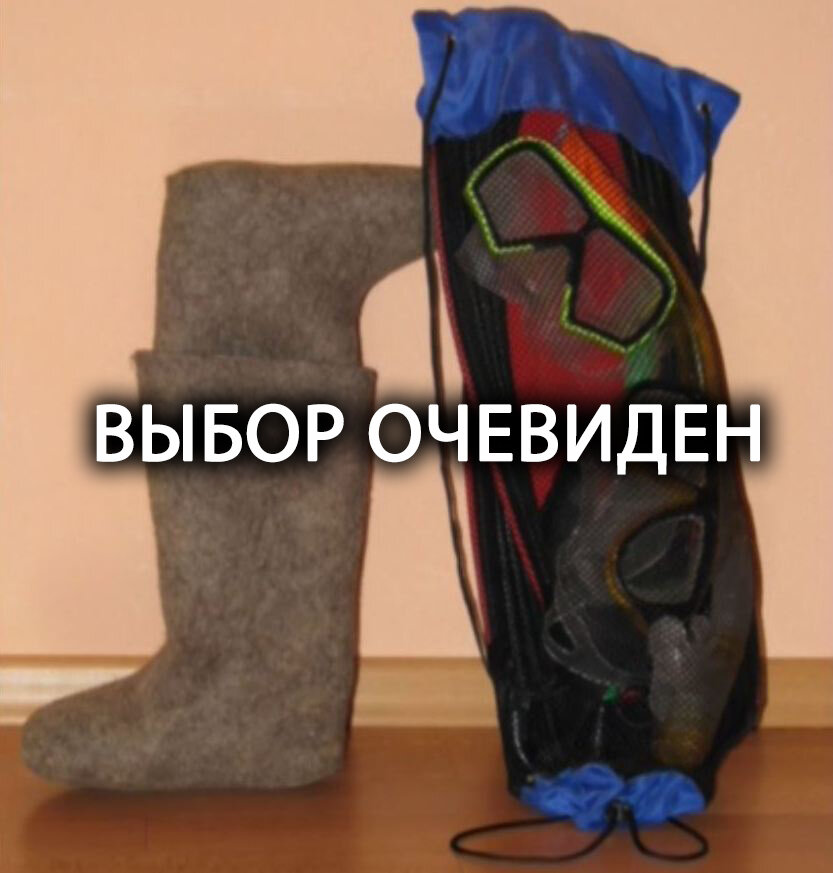 А что вы выбираете: валенки или комплект для снорклинга?