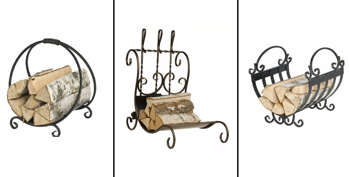 Готовые варианты кованых дровниц, цены от 4500 рублей