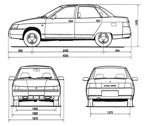  Размеры стандартного авто