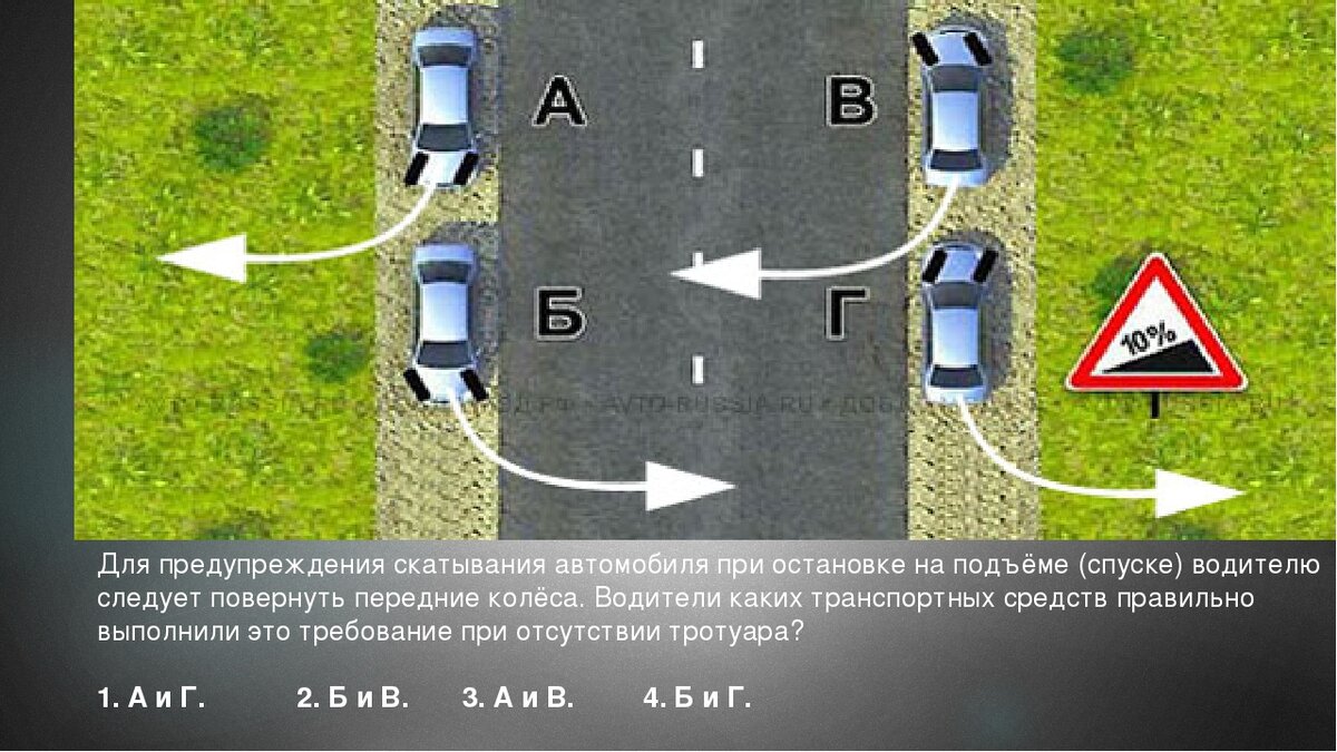 В каком положение должен стоять. Остановка автомобиля на спуске и подъеме. Для предупреждения скатывания автомобиля. Для предупреждения скатывания автомобиля при остановке. При остановке на подъеме.