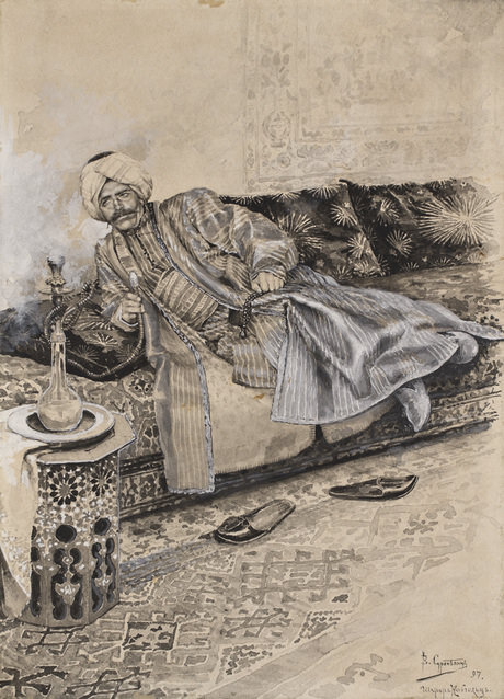 Кырым Герай. Иллюстрация Вардгеса Суренянца к поэме «Бахчисарайский фонтан», 1897 год 